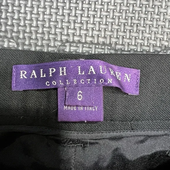 Ralph Lauren Purple Label Wool High Waist Dress Pants Black Sz 6 Button Pant Hem - Picture 5 of 16